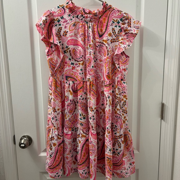 Jodifl Paisley Tiered Dress Neon Pink - Picture 2 of 7